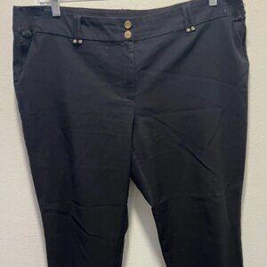Anne Kline Gold Logo Women's Sz 16(XL) Black w/ Gold Buttons Stretchy Dress Pant